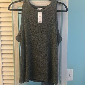 GAP ribbed sparkle tank, black with silver NWT